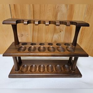 Vintage Decatur Walnut 12-Pipe Rack - Two-Tier Display Stand